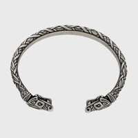 Bracelet viking artisanal représentation Hati et Skoll en étain