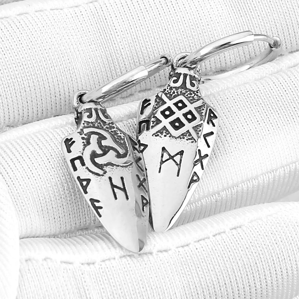 Boucles D'oreille Viking Homme/femme - Lot De 2 Paires, Acier Inoxydable, Motifs Loup De Fenrir Et Valknut, 10 Mm