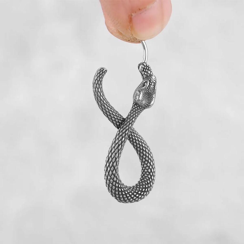 Boucles D'oreilles Gothique Punk Grand Serpent Argenté - Neuf Avec étiquettes, Acier Inoxydable