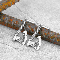 Boucles d'oreilles vintage en forme de haches viking en acier inoxydable