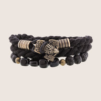 Bracelet viking noir marteau de Thor bronze