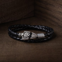 Bracelet viking Valknut plaqué argent : Lance d'Odin Gungnir