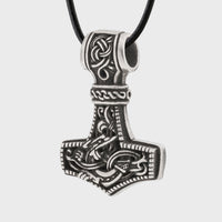 Collier marteau de Thor en bronze plaqué argent style Mammen