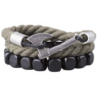 Bracelete machado viking de corda verde feito à mão