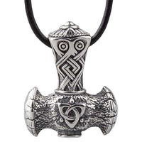 Pendentif Mjolnir en argent triquetra