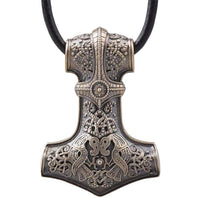 Mjolnir grande representação em bronze bruto Hugin e Munin