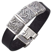 Pulseira masculina Viking com Triquetra e corvos de Odin