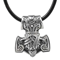 Colar Mjolnir Corvos de Odin em Prata