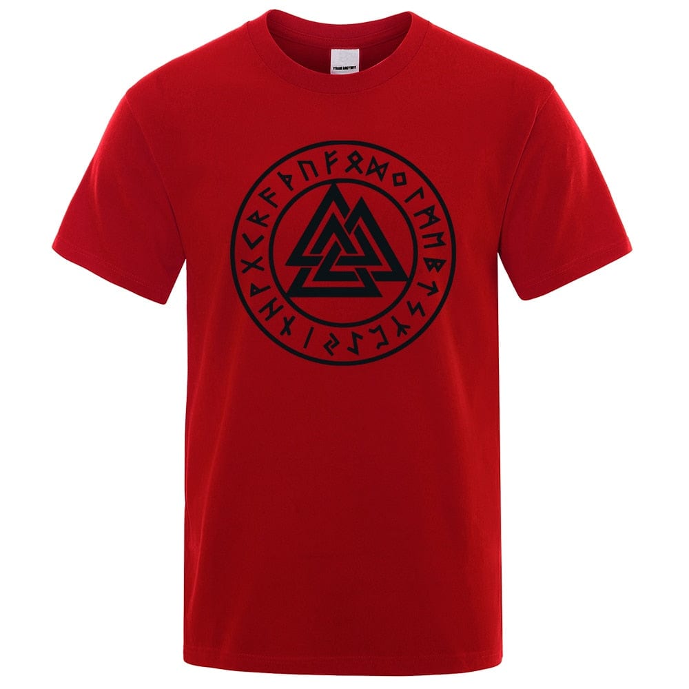T-shirt Homme Coton Lourd Ours Viking Avec Symbole Valknut - Neuf Sans étiquette, Coupe Loose, Unisexe