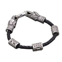 Pulseira Hugin e Munin, corvos de Odin + runas nórdicas