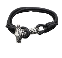 Elegante martelo de Thor com pulseira de couro