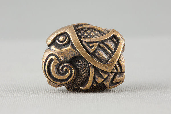 Perles de barbe viking Hugin et Munin en bronze italien