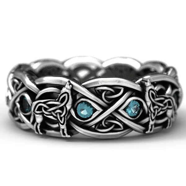 Bague viking couleur argent plaqué noir en zinc