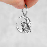 Boucle d'oreille loup viking en acier inoxydable