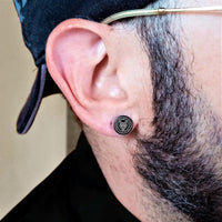 Boucles d'oreilles viking à puces pour hommes avec runes : style punk en acier inoxydables