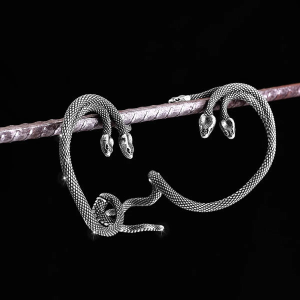 Boucles d'oreilles serpent à trois têtes en acier inoxydable