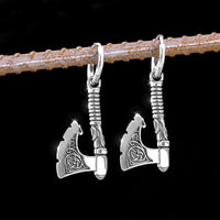 Brincos de machado Viking vintage em aço inoxidável 