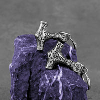 Boucles d'oreilles viking symbole marteau de Thor en acier inoxydable