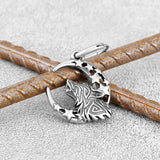Boucle d'oreille loup viking en acier inoxydable