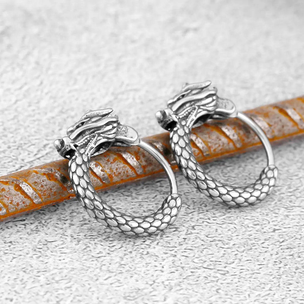 FaithHeart 2 Paires Boucles D'Oreille Viking Homme Acier Inoxydable - Style Nordique Loup Fenrir & Valknut