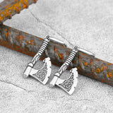 Boucles d'oreilles vintage en forme de haches viking en acier inoxydable