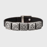Pulsera de plata Valknut, Hugin y Munin, Vegvisir, Fenrir, Jormungand