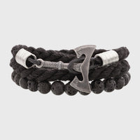 Bracelet viking hache bronze ou argent double côté corde noire