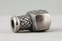 Perle de barbe marteau de Thor en bronze plaqué argent