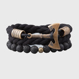 Bracelet viking hache bronze ou argent double côté corde noire