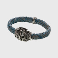 Bracelet tête de mort argent cordon tressé bleu