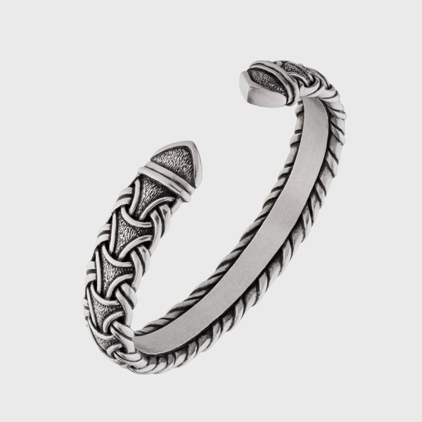 Pulsera vikinga sencilla y clásica para hombre en peltre hecha a mano.