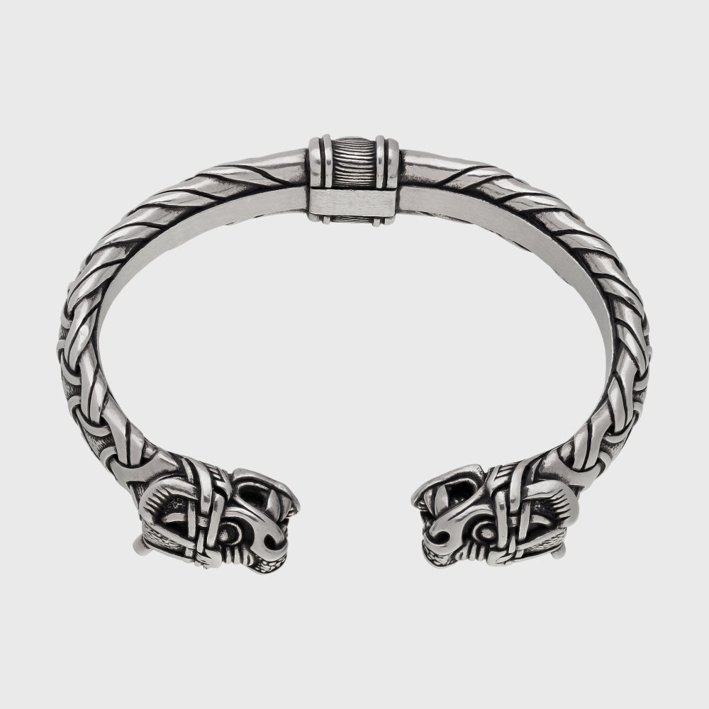 Ancien Bracelet à Têtes De Dragon En Laiton Creux - Vintage, Mais Fermoir Défectueux Et Manque Un œil