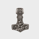 Collier marteau de Thor en bronze plaqué argent style Mammen