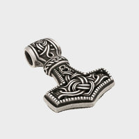 Collier marteau de Thor en bronze plaqué argent style Mammen