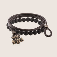 Bracelet viking marron marteau de Thor bronze