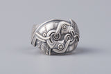 Bague en argent corbeaux d'Odin