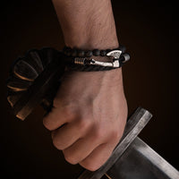 Bracelet hache viking bracelet cuir et plaquée argent