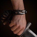 Bracelet hache viking bracelet cuir et plaquée argent