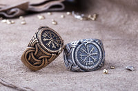 Bague Vegvisir en bronze travail artisanale