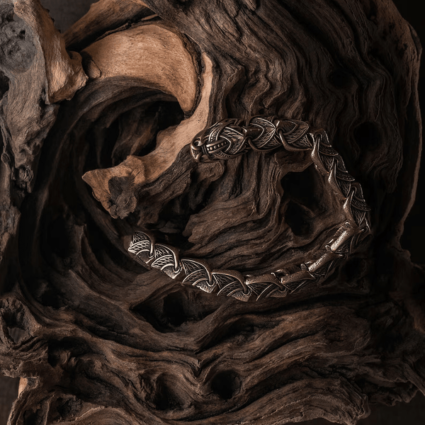 Bracelet viking en bronze Jormungand serpent du monde