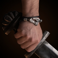 Bracelet viking hache bronze ou plaqué argent artisanal