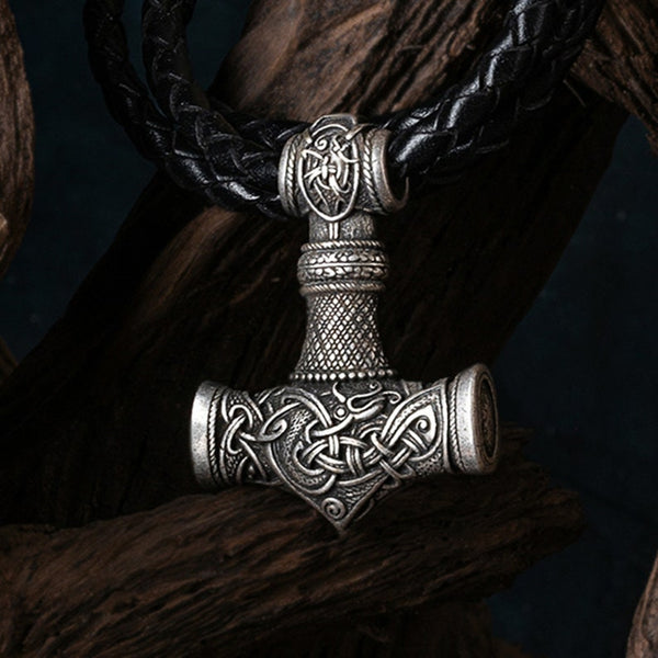 Amulette bronze marteau de Thor couleur argent