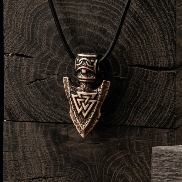 Lança de joalheria viking de Odin e Valknut em bronze