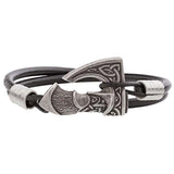 Bracelet viking hache bronze ou plaqué argent artisanal