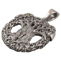 Collier corbeaux en bronze plaqué argent représentant Yggdrasil