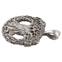 Colar de corvos em prata maciça representando Yggdrasil