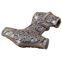 Mjolnir grande representação em bronze bruto Hugin e Munin