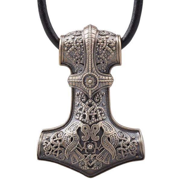 Mjolnir gran representación de bronce en bruto Hugin y munin