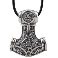 Collar Jormungand con martillo de Thor de plata vikingo para hombre