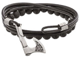 Bracelet hache viking bracelet cuir et plaquée argent